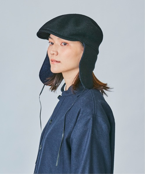 OVERRIDE（オーバーライド）の「OVERRIDE MILLED HUNTING EARLAP（ハンチング/ベレー帽・レディース・オリーブ/ブラック・M/57.5cm）」の8枚目の写真