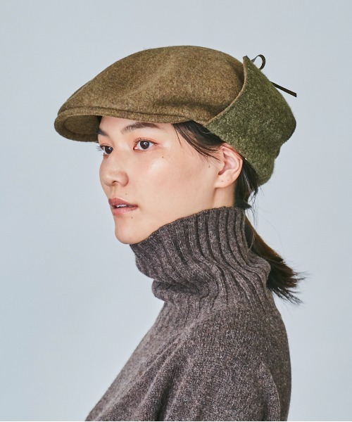 OVERRIDE（オーバーライド）の「OVERRIDE MILLED HUNTING EARLAP（ハンチング/ベレー帽・レディース・オリーブ/ブラック・M/57.5cm）」の20枚目の写真