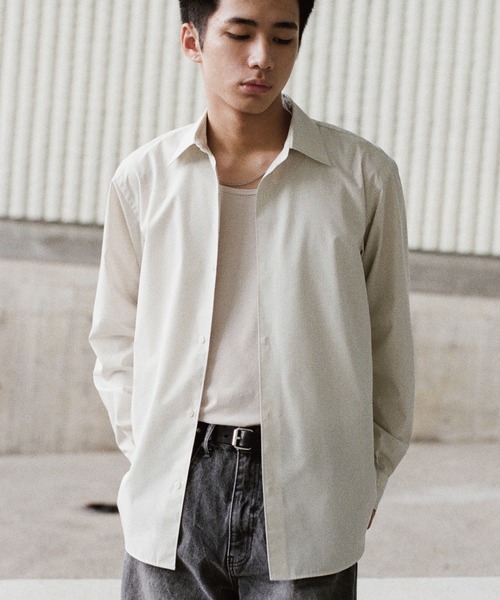WYM LIDNM(ウィム バイ リドム)の「MICRO SPAN BASIC DRESS SHIRT(シャツ/ブラウス・メンズ・ホワイト/ブルー/チャコールグレー/カーキ/ダークブラウン/ダークグリーン/ナチュラル/サックスブルー/グレイッシュブルー/ストライプ・S/M/L)」の17枚目の写真