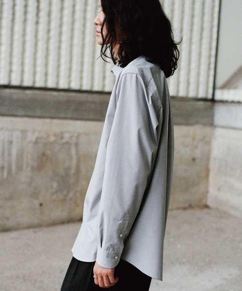 WYM LIDNM(ウィム バイ リドム)の「MICRO SPAN BASIC DRESS SHIRT(シャツ/ブラウス・メンズ・ホワイト/ブルー/チャコールグレー/カーキ/ダークブラウン/ダークグリーン/ナチュラル/サックスブルー/グレイッシュブルー/ストライプ・S/M/L)」の19枚目の写真