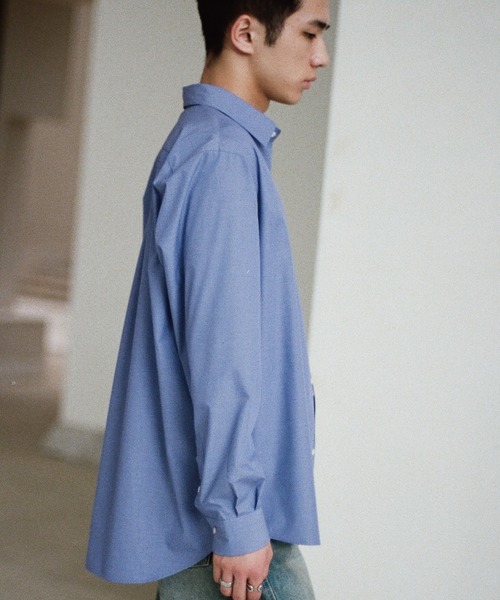 WYM LIDNM(ウィム バイ リドム)の「MICRO SPAN BASIC DRESS SHIRT(シャツ/ブラウス・メンズ・ホワイト/ブルー/チャコールグレー/カーキ/ダークブラウン/ダークグリーン/ナチュラル/サックスブルー/グレイッシュブルー/ストライプ・S/M/L)」の21枚目の写真