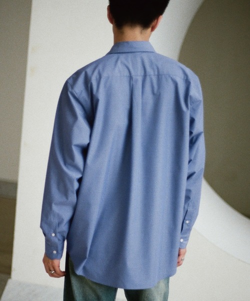WYM LIDNM(ウィム バイ リドム)の「MICRO SPAN BASIC DRESS SHIRT(シャツ/ブラウス・メンズ・ホワイト/ブルー/チャコールグレー/カーキ/ダークブラウン/ダークグリーン/ナチュラル/サックスブルー/グレイッシュブルー/ストライプ・S/M/L)」の22枚目の写真