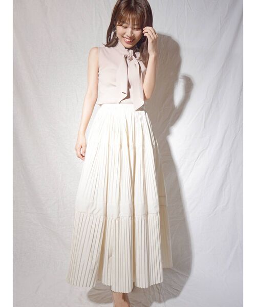 MERCURYDUO（マーキュリーデュオ）の「総針ボウタイ付ノースリーブニット（ニット/セーター・レディース・オフホワイト/ベビーピンク/ラベンダー・FREE）」の16枚目の写真