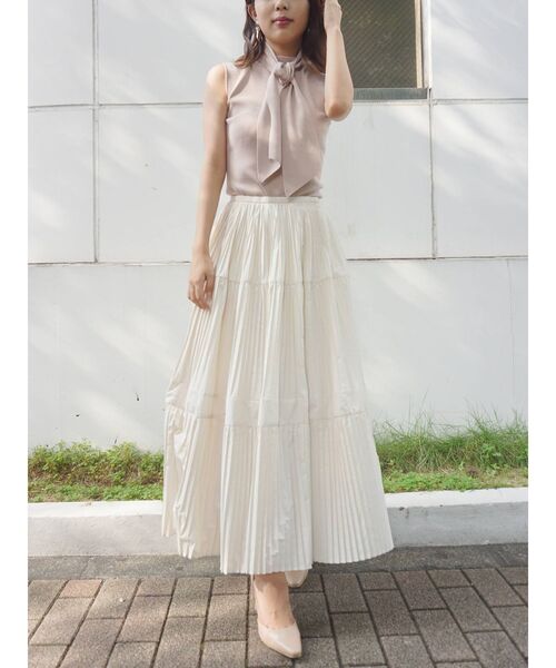 MERCURYDUO（マーキュリーデュオ）の「総針ボウタイ付ノースリーブニット（ニット/セーター・レディース・オフホワイト/ベビーピンク/ラベンダー・FREE）」の7枚目の写真