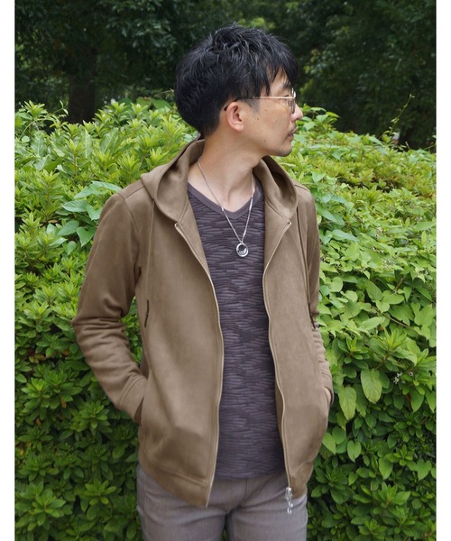 NICOLE CLUB FOR MEN（ニコルクラブフォーメン）の「スウェードジップアップパーカ（パーカー・メンズ・ブラック/シルバーグレー/グレー系/ライトベージュ・LARGE/X-LARGE/MEDIUM）」の4枚目の写真