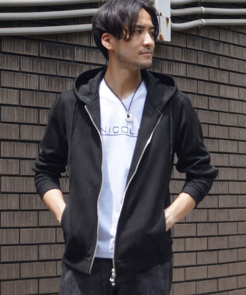 NICOLE CLUB FOR MEN（ニコルクラブフォーメン）の「スウェードジップアップパーカ（パーカー・メンズ・ブラック/シルバーグレー/グレー系/ライトベージュ・LARGE/X-LARGE/MEDIUM）」の2枚目の写真