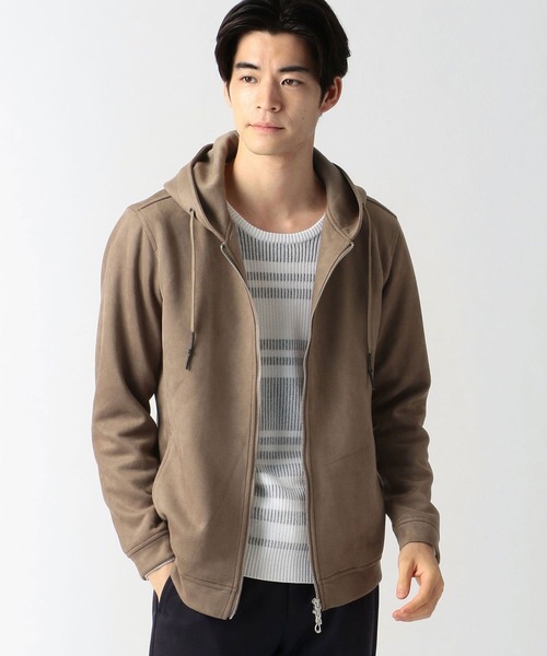 NICOLE CLUB FOR MEN（ニコルクラブフォーメン）の「スウェードジップアップパーカ（パーカー・メンズ・ブラック/シルバーグレー/グレー系/ライトベージュ・LARGE/X-LARGE/MEDIUM）」の7枚目の写真