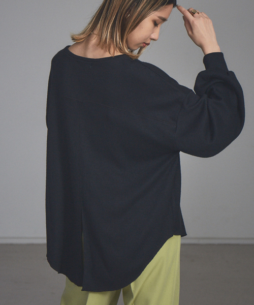 NOMINE(ノミネ)の「【展開店舗限定】ハニカムワッフルプルオーバー(Tシャツ/カットソー・レディース・ライトグレー/ブラック/アイボリー/モカ・フリー)」の3枚目の写真