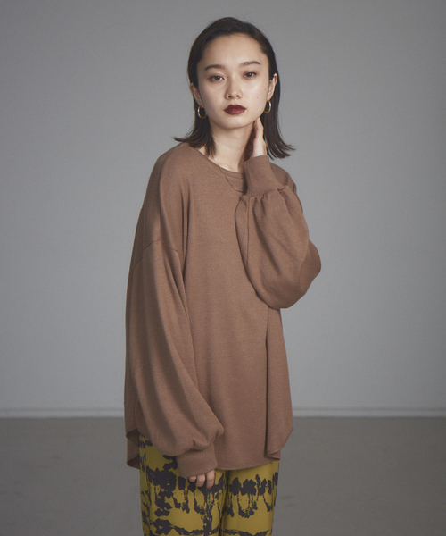 NOMINE(ノミネ)の「【展開店舗限定】ハニカムワッフルプルオーバー(Tシャツ/カットソー・レディース・ライトグレー/ブラック/アイボリー/モカ・フリー)」の9枚目の写真