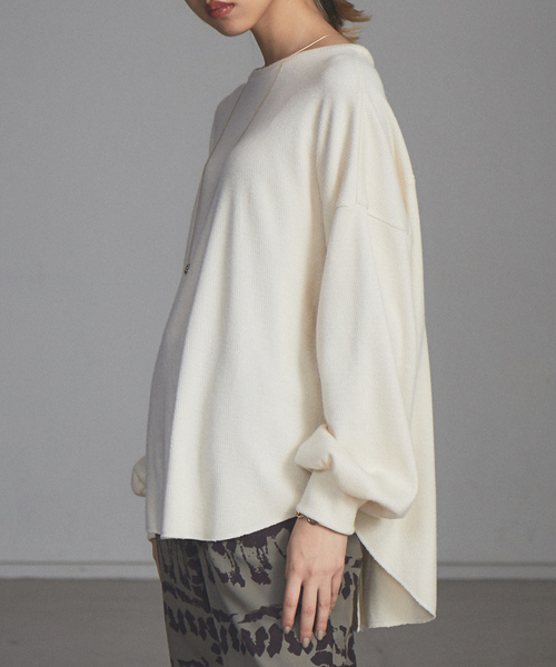 NOMINE(ノミネ)の「【展開店舗限定】ハニカムワッフルプルオーバー(Tシャツ/カットソー・レディース・ライトグレー/ブラック/アイボリー/モカ・フリー)」の15枚目の写真