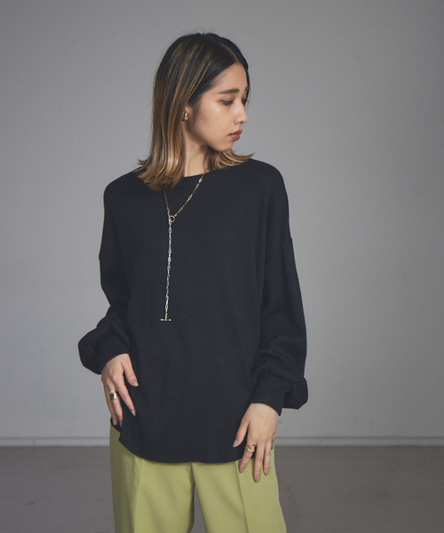 NOMINE(ノミネ)の「【展開店舗限定】ハニカムワッフルプルオーバー(Tシャツ/カットソー・レディース・ライトグレー/ブラック/アイボリー/モカ・フリー)」の19枚目の写真