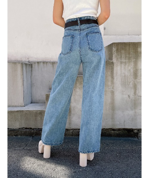 ENVYM（アンビー）の「Ｈ／ＷタックデニムＰＴ（デニムパンツ・レディース・サックスブルー・S/M）」の3枚目の写真