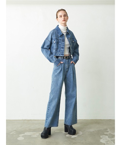 ENVYM（アンビー）の「Ｈ／ＷタックデニムＰＴ（デニムパンツ・レディース・サックスブルー・S/M）」の2枚目の写真