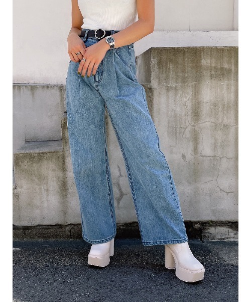 ENVYM（アンビー）の「Ｈ／ＷタックデニムＰＴ（デニムパンツ・レディース・サックスブルー・S/M）」の4枚目の写真