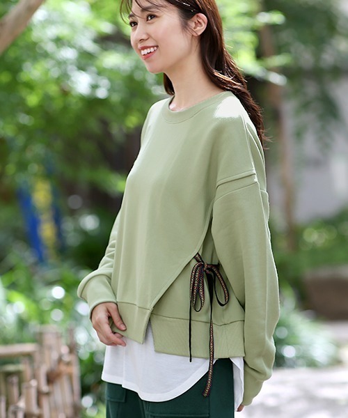 チチカカ（チチカカ）の「吸汗速乾裏毛コンビプルオーバー（スウェット・レディース・チャコールグレー/パープル/カーキ・FREE）」の3枚目の写真