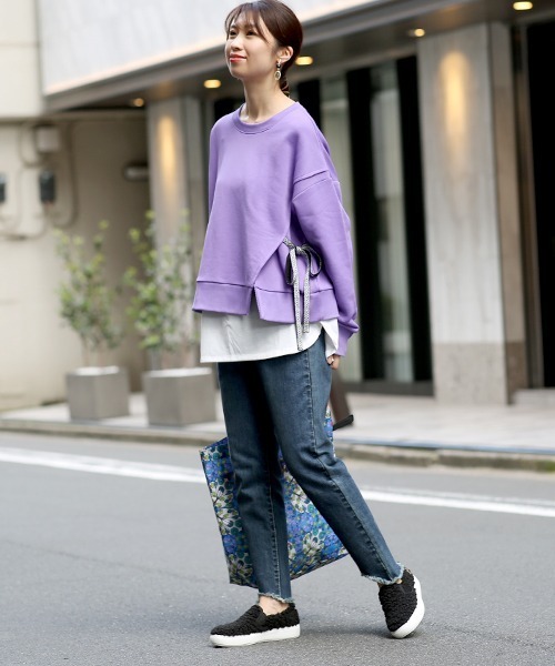 チチカカ（チチカカ）の「吸汗速乾裏毛コンビプルオーバー（スウェット・レディース・チャコールグレー/パープル/カーキ・FREE）」の9枚目の写真