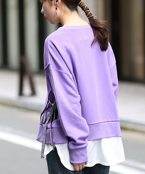 チチカカ（チチカカ）の「吸汗速乾裏毛コンビプルオーバー（スウェット・レディース・チャコールグレー/パープル/カーキ・FREE）」の10枚目の写真