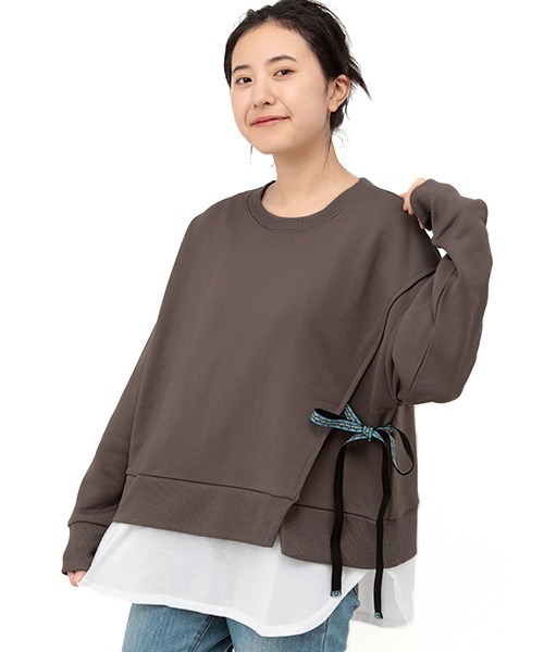 チチカカ（チチカカ）の「吸汗速乾裏毛コンビプルオーバー（スウェット・レディース・チャコールグレー/パープル/カーキ・FREE）」の11枚目の写真