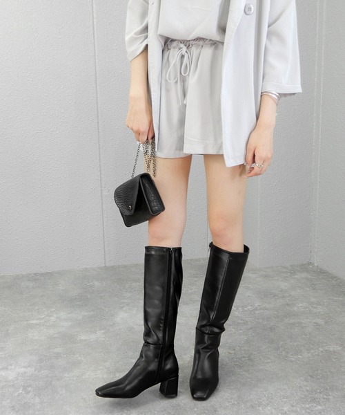 minia（ミニア）の「ヒールロングブーツ　◆（ブーツ・レディース・ブラック/ブラウン/グレイッシュベージュ・LL/S/M/L）」の6枚目の写真