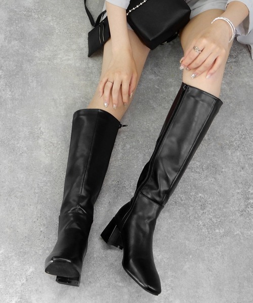 minia（ミニア）の「ヒールロングブーツ　◆（ブーツ・レディース・ブラック/ブラウン/グレイッシュベージュ・LL/S/M/L）」の9枚目の写真