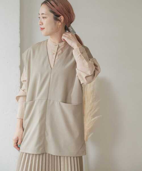 ITEMS URBANRESEARCH(アイテムズ アーバンリサーチ)の「Vネックベスト(ベスト・レディース・ブラウン/グレー系その他・FREE)」の6枚目の写真