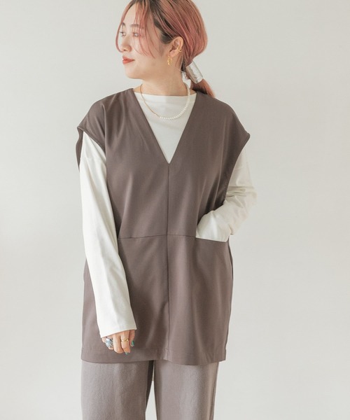 ITEMS URBANRESEARCH(アイテムズ アーバンリサーチ)の「Vネックベスト(ベスト・レディース・ブラウン/グレー系その他・FREE)」の12枚目の写真