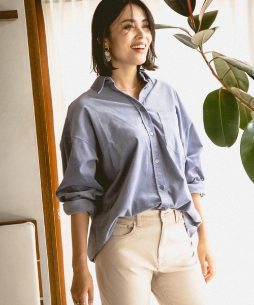 BAYFLOW(ベイフロー)の「カラーコーデュロイシャツ(シャツ/ブラウス・レディース・ブルー/チャコール/ベージュ/カーキ/ピンク・SMALL/MEDIUM)」の10枚目の写真