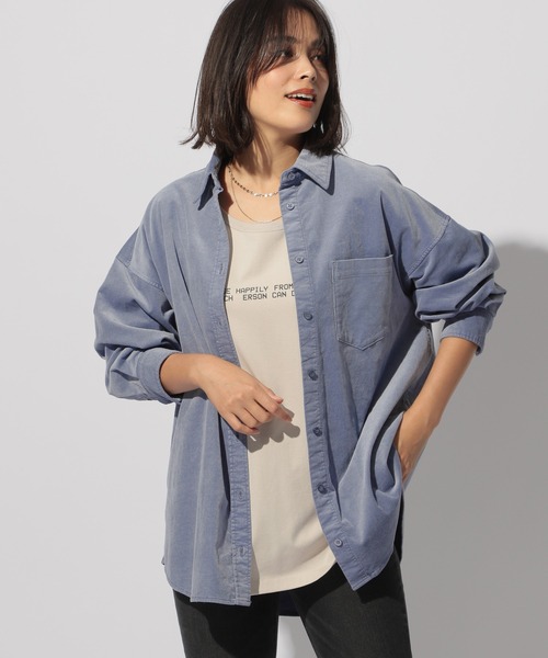 BAYFLOW(ベイフロー)の「カラーコーデュロイシャツ(シャツ/ブラウス・レディース・ブルー/チャコール/ベージュ/カーキ/ピンク・SMALL/MEDIUM)」の20枚目の写真