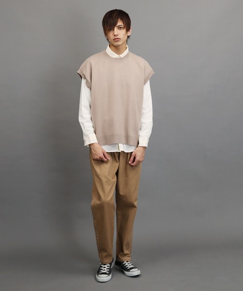 Air Tokyo（エアートウキョー）の「オーバーサイズ クルーネック サイドスリット ニットベスト（ベスト・メンズ・ブラック/ベージュ/グレー・FREE）」の11枚目の写真