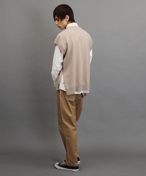 Air Tokyo（エアートウキョー）の「オーバーサイズ クルーネック サイドスリット ニットベスト（ベスト・メンズ・ブラック/ベージュ/グレー・FREE）」の17枚目の写真