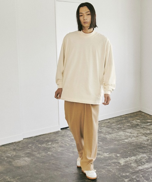 nowm（ノウム）の「【nowm】MERCERISED COTTON LOOSE MOCK NECK LONG SLEEVE TEE / ルーズ モックネック TEE（Tシャツ/カットソー・メンズ・ダークブラウン/ベージュ/オフホワイト・M/L）」の20枚目の写真
