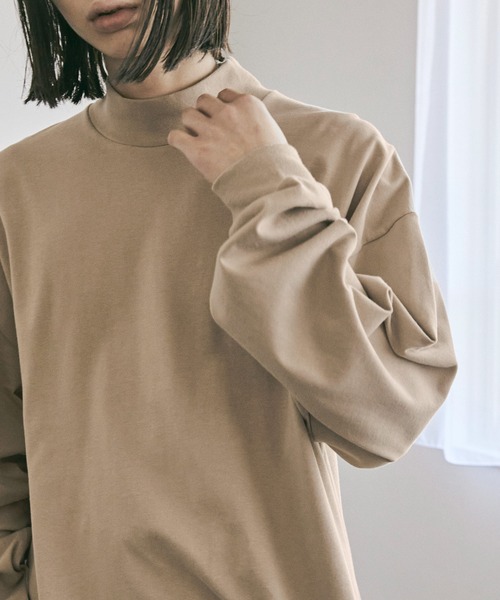 nowm（ノウム）の「【nowm】MERCERISED COTTON LOOSE MOCK NECK LONG SLEEVE TEE / ルーズ モックネック TEE（Tシャツ/カットソー・メンズ・ダークブラウン/ベージュ/オフホワイト・M/L）」の9枚目の写真