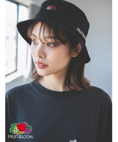 fifth（フィフス）の「【FRUIT OF THE LOOM】ロゴバケットハット（キャップ・レディース・ブラック/ベージュ/パープル・FREE）」の2枚目の写真