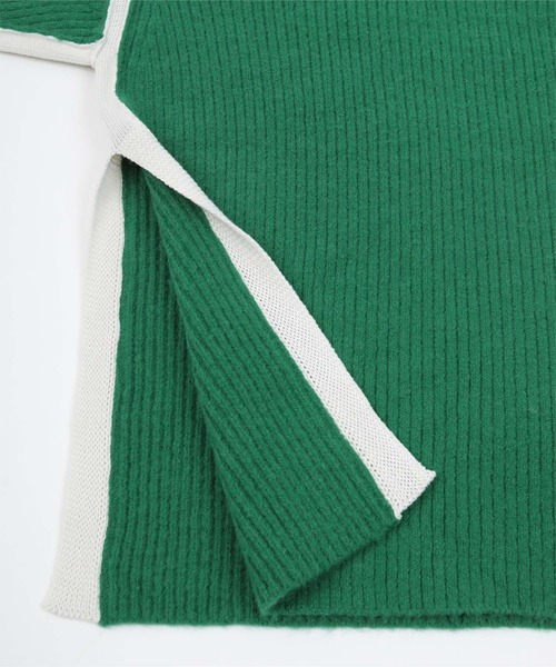 miette(ミエット)の「配色ラインサイドスリットニット(ニット/セーター・レディース・グリーン/グレー/ブラック/ブルー・FREE)」の8枚目の写真