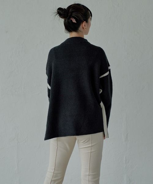 miette(ミエット)の「配色ラインサイドスリットニット(ニット/セーター・レディース・グリーン/グレー/ブラック/ブルー・FREE)」の22枚目の写真
