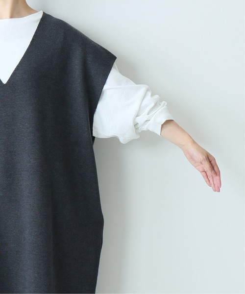 journal standard luxeミラノリブVネックワンピース　wool JOURNAL STANDARD LUXE（ジャーナルスタンダード ラックス）の「CASH