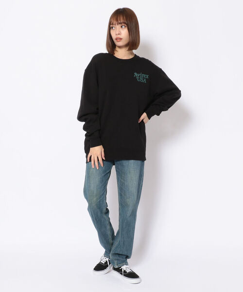 AVIREX(アヴィレックス)の「【直営店限定/Women's】 AVIREX USA 1975 SWEAT/ アヴィレックスUSA 1975 スウェット(Tシャツ/カットソー・レディース・ブラック/ホワイト・FREE)」の14枚目の写真