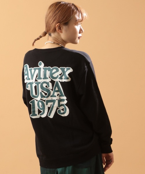 AVIREX(アヴィレックス)の「【直営店限定/Women's】 AVIREX USA 1975 SWEAT/ アヴィレックスUSA 1975 スウェット(Tシャツ/カットソー・レディース・ブラック/ホワイト・FREE)」の2枚目の写真