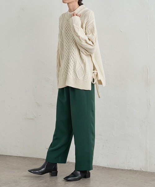 natural couture(ナチュラルクチュール)の「サイドリボンゆるっとニット(ニット/セーター・レディース・ラベンダー/スミクロ/アイボリー/モカ・FREE)」の11枚目の写真