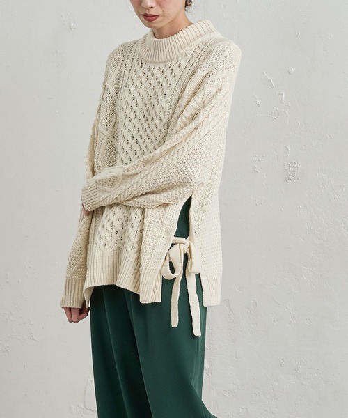 natural couture(ナチュラルクチュール)の「サイドリボンゆるっとニット(ニット/セーター・レディース・ラベンダー/スミクロ/アイボリー/モカ・FREE)」の14枚目の写真