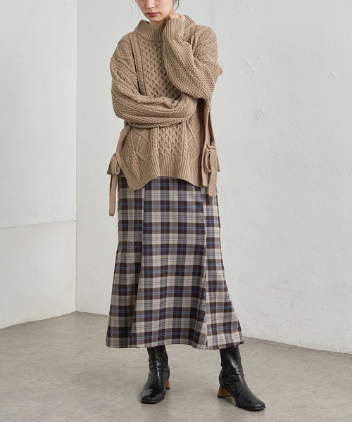 natural couture(ナチュラルクチュール)の「サイドリボンゆるっとニット(ニット/セーター・レディース・ラベンダー/スミクロ/アイボリー/モカ・FREE)」の9枚目の写真