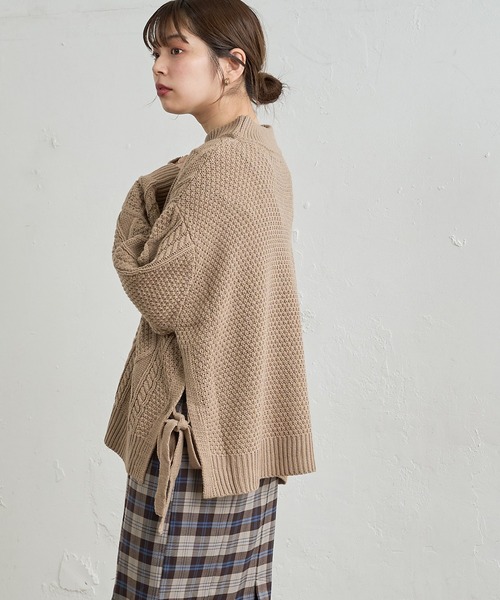natural couture(ナチュラルクチュール)の「サイドリボンゆるっとニット(ニット/セーター・レディース・ラベンダー/スミクロ/アイボリー/モカ・FREE)」の15枚目の写真