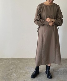 ボリュームスリーブサイドリボンワンピース