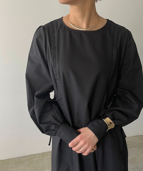 210nouve（トゥージュヌーブ）の「ボリュームスリーブサイドリボンワンピース（シャツワンピース・レディース・ブラック/ブラウン/オレンジ/グレイッシュベージュ・FREE）」の8枚目の写真