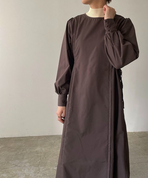 210nouve（トゥージュヌーブ）の「ボリュームスリーブサイドリボンワンピース（シャツワンピース・レディース・ブラック/ブラウン/オレンジ/グレイッシュベージュ・FREE）」の11枚目の写真