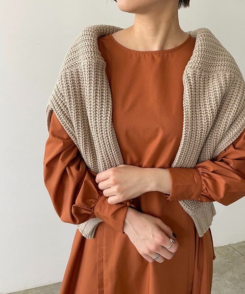 210nouve（トゥージュヌーブ）の「ボリュームスリーブサイドリボンワンピース（シャツワンピース・レディース・ブラック/ブラウン/オレンジ/グレイッシュベージュ・FREE）」の7枚目の写真