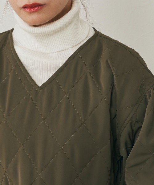 MERLOT（メルロー）の「ダイヤキルト中綿ワンピース（ワンピース・レディース・ブラック/カーキ/ピンク・FREE）」の9枚目の写真