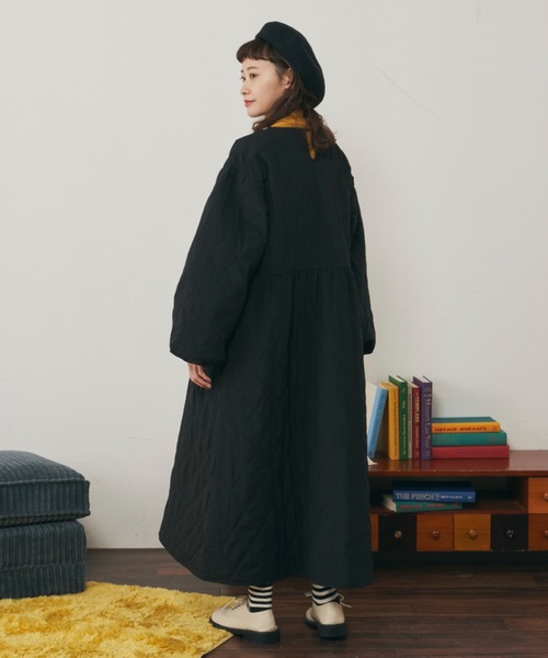 MERLOT（メルロー）の「ダイヤキルト中綿ワンピース（ワンピース・レディース・ブラック/カーキ/ピンク・FREE）」の8枚目の写真