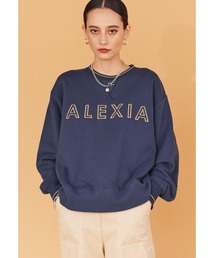ALEXIA STAM | Line Rib Front Logo Sweatshirt/ラインリブフロントロゴスウェットシャツ(スウェット)