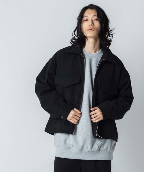 RATS メルトン ウールジャケット スイングトップ 袖レザー ジップアップ RATS メルトン ウールジャケット スイングトップ 袖レザー ジップアップ